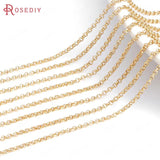 2M High Champagne Brass Round Link Chain 1.4MM-3MM Jewelry Making DIY Findings