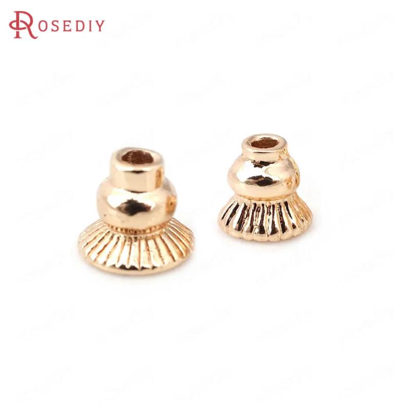 10PCS 6.5MM 9MM High Champagne Plated Brass Beads Caps Tassel Caps