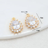 14K Brass and Zircon Drop Charms Pendants for DIY Necklaces