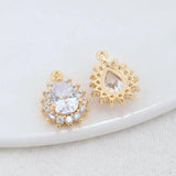 14K Brass and Zircon Drop Charms Pendants for DIY Necklaces