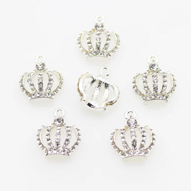 10pcs Mini Crown Crystal Rhinestone Buttons for DIY Jewelry Wedding Decoration