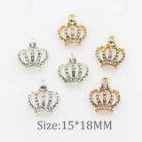 10pcs Mini Crown Crystal Rhinestone Buttons for DIY Jewelry Wedding Decoration
