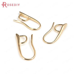 12PCS 9x20MM 24K Brass Earrings Hooks DIY Jewelry Making Supplies