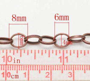 4M Copper Tone Links Chains Findings 8x6mm