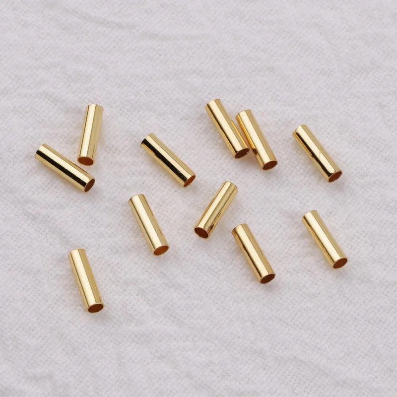 100pcs 14K Plated Brass Tube Beads Spacer DIY Jewelry Making