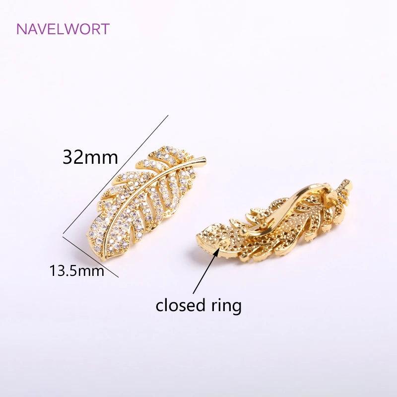 18K Plating Feather Pearl Clasps DIY Accessories