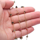 1m Stainless Steel Tourmaline Beaded Link Chains DIY Jewelry Making