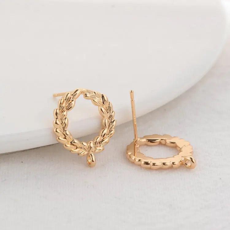 16.5MM 14K Plated Bee Stud Earrings for DIY Jewelry Making