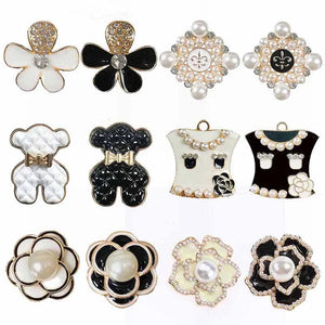 5Pcs Metal Pearl Enamel Buttons for Garment Clothing Accessories