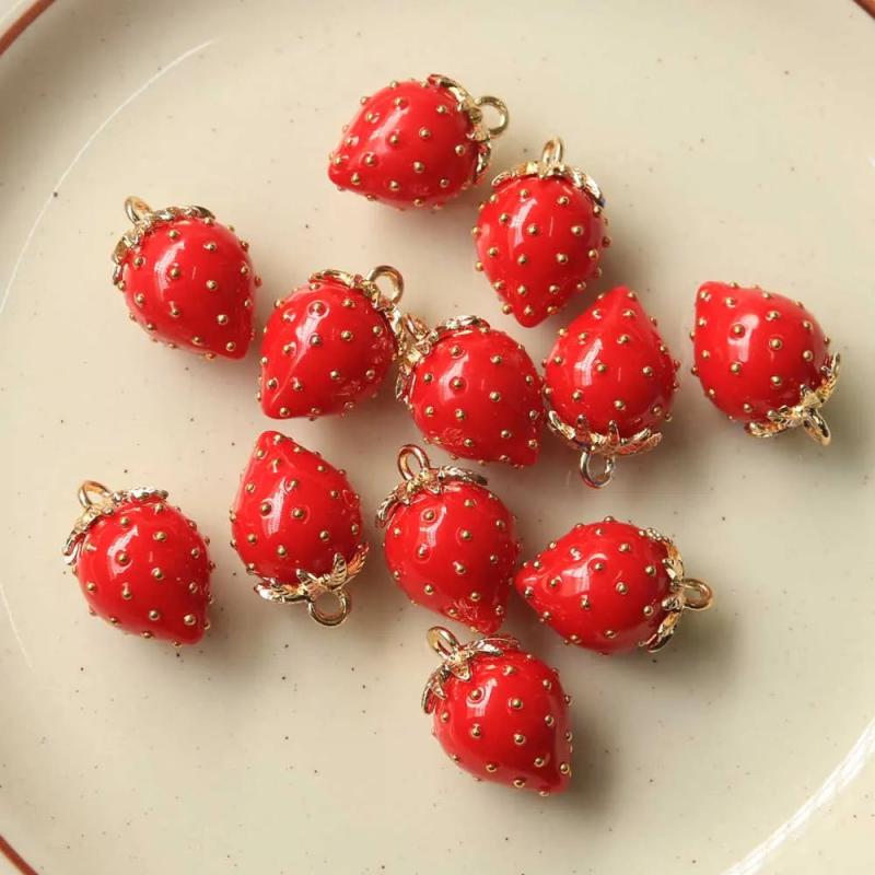 27*18mm Red Strawberry Charms for DIY Jewelry Making