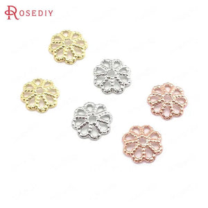 40PCS 6MM High Champagne Brass Flower Beads Caps Jewelry Making