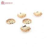 40PCS 6MM High Champagne Brass Flower Beads Caps Jewelry Making