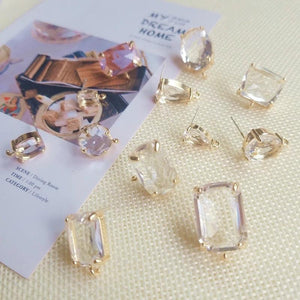 Crystal Ear Pin DIY Accessory with Pure Silver Alloy