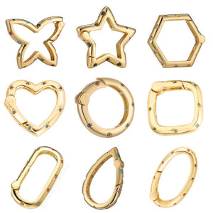 Rainbow Rhinestone Push Clasps for DIY Necklace Making