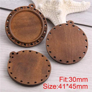 8pcs Wooden Round Vintage Glass/Cabochon Frame Settings Bezel For DIY Bracelet