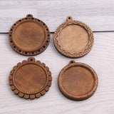 8pcs Wooden Round Vintage Glass/Cabochon Frame Settings Bezel For DIY Bracelet