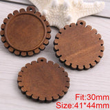 8pcs Wooden Round Vintage Glass/Cabochon Frame Settings Bezel For DIY Bracelet
