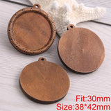 8pcs Wooden Round Vintage Glass/Cabochon Frame Settings Bezel For DIY Bracelet