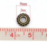 8mm Antique Bronze Spacer Beads Wheel Carved Loose Spacer Beads 100PCs