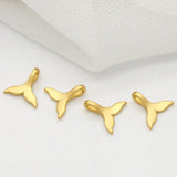 4PCS 10x10MM 14K Plated Brass Whale Tail Charm Pendants