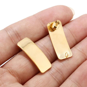 10pcs Stainless Steel Plated Curved Bar Earring Posts with Loop
