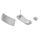 10pcs Stainless Steel Plated Curved Bar Earring Posts with Loop