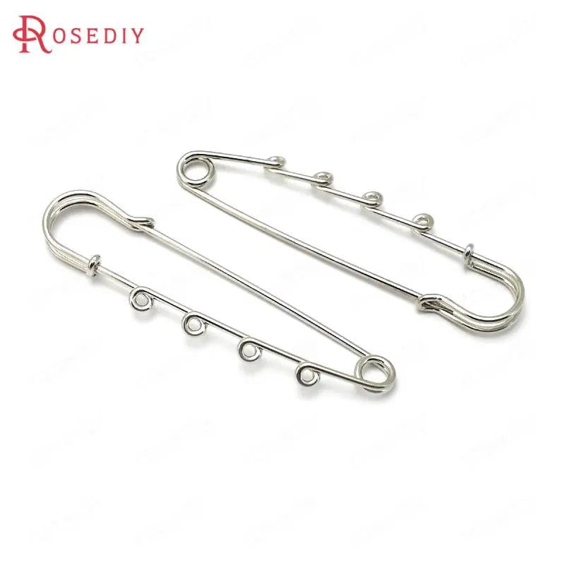 10PCS 75x17MM Rhodium Iron Brooch Base Pins Jewelry Findings