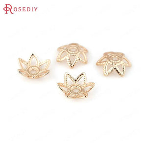 50PCS 8MM 18K Silver Brass Flower Beads Caps DIY Jewelry Earrings Making