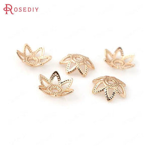 50PCS 8MM 18K Silver Brass Flower Beads Caps DIY Jewelry Earrings Making