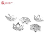 50PCS 8MM 18K Silver Brass Flower Beads Caps DIY Jewelry Earrings Making