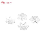 50PCS 8MM 18K Silver Brass Flower Beads Caps DIY Jewelry Earrings Making