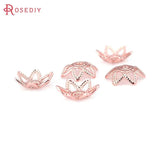 50PCS 8MM 18K Silver Brass Flower Beads Caps DIY Jewelry Earrings Making