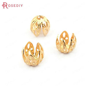 20PCS 7*7.5MM 24K Brass Beads Caps DIY Jewelry Findings Accessories