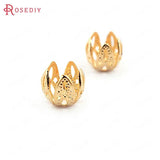 20PCS 7*7.5MM 24K Brass Beads Caps DIY Jewelry Findings Accessories