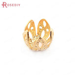 20PCS 7*7.5MM 24K Brass Beads Caps DIY Jewelry Findings Accessories