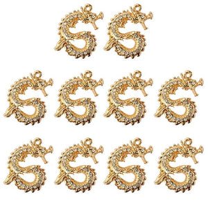 10Pcs Dragon Pendant Charms With Rhinestone For DIY Jewelry Making