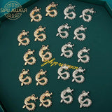 10Pcs Dragon Pendant Charms With Rhinestone For DIY Jewelry Making
