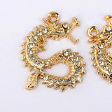10Pcs Dragon Pendant Charms With Rhinestone For DIY Jewelry Making
