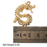 10Pcs Dragon Pendant Charms With Rhinestone For DIY Jewelry Making