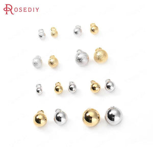 4/5/6/8/10MM 24K Brass Ball Beads Charms End Beads High DIY Jewelry Findings