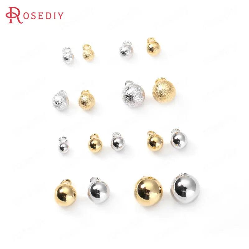 4/5/6/8/10MM 24K Brass Ball Beads Charms End Beads High DIY Jewelry Findings