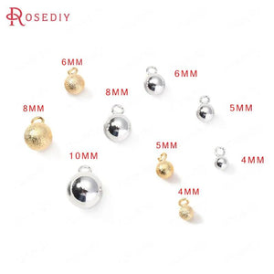 4/5/6/8/10MM 24K Brass Ball Beads Charms End Beads High DIY Jewelry Findings