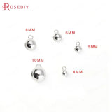 4/5/6/8/10MM 24K Brass Ball Beads Charms End Beads High DIY Jewelry Findings