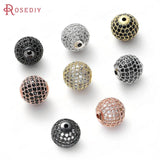 2PCS 12MM Brass Zircon Ball Spacer Beads Jewelry Making DIY Findings
