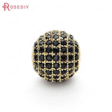 2PCS 12MM Brass Zircon Ball Spacer Beads Jewelry Making DIY Findings