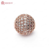2PCS 12MM Brass Zircon Ball Spacer Beads Jewelry Making DIY Findings