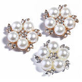 10Pcs 22mm Metal Alloy Pearl Flatback Buttons Sewing Rhinestones Craft Silver