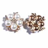 10Pcs 22mm Metal Alloy Pearl Flatback Buttons Sewing Rhinestones Craft Silver