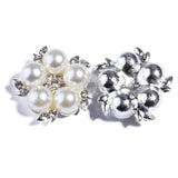 10Pcs 22mm Metal Alloy Pearl Flatback Buttons Sewing Rhinestones Craft Silver