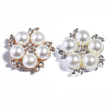 10Pcs 22mm Metal Alloy Pearl Flatback Buttons Sewing Rhinestones Craft Silver